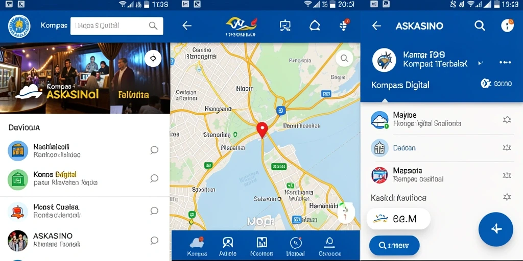 Antarmuka utama ASKASINO dengan fungsi Kompas Digital yang mudah digunakan.