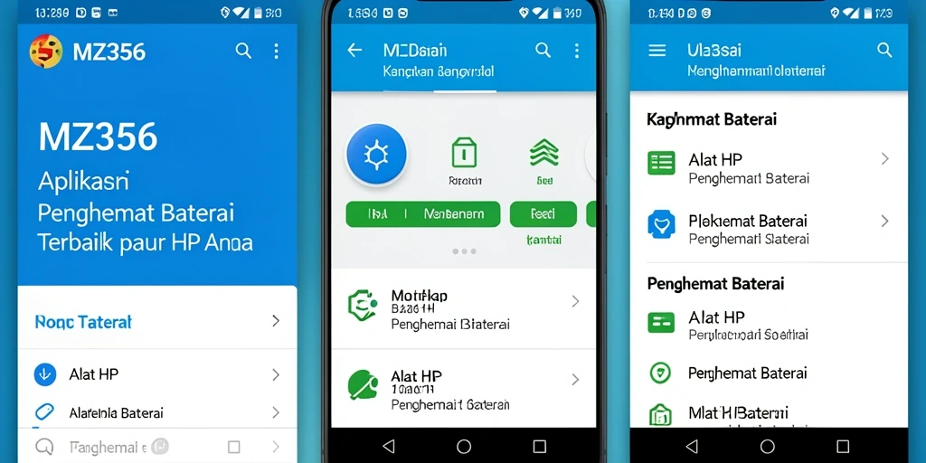 Antarmuka aplikasi MZ356 yang menampilkan fitur penghemat baterai.