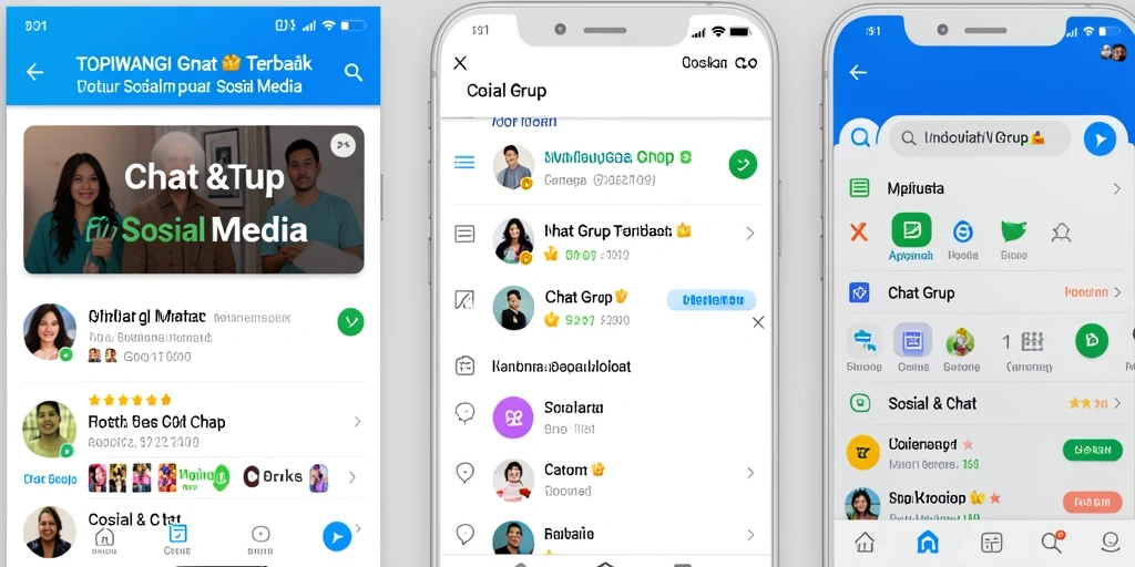 Tampilan antarmuka utama TOPIWANGI yang menawan untuk Chat Grup.